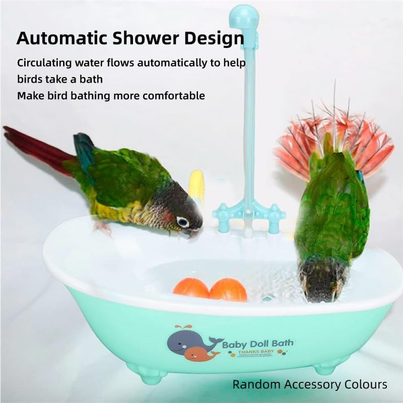 AIMALL Large Bird Bath Tub with Electric Circulating Water Shower, 10.4X4.9X12.4In Automatic Bathtub for Parrots Cockatiels Conures Budgies with 180&deg; Rotating Faucet image number 6