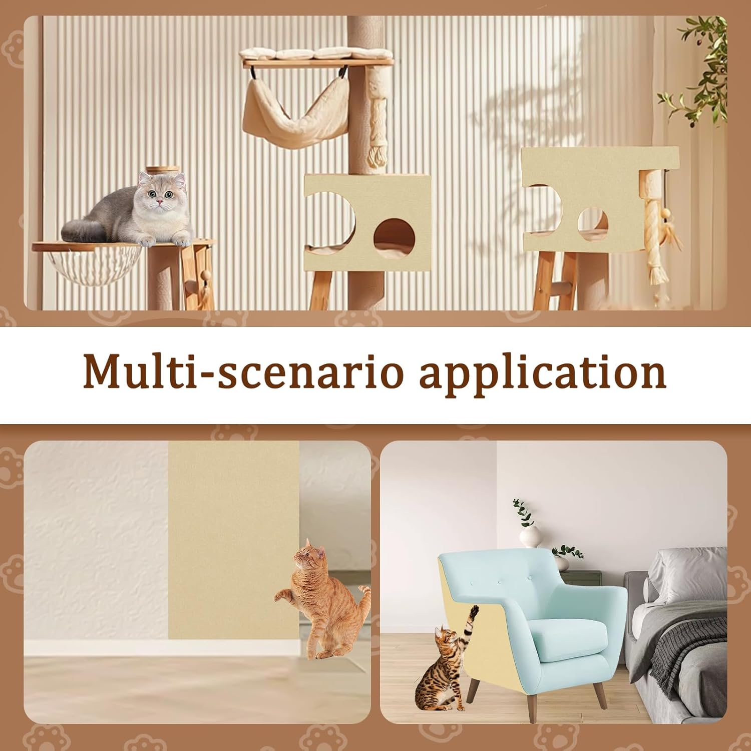 Cat Couch Protector 40 * 200 Cm Cat Scratch Protector Non Woven Fabric Cat Sofa Protector Cat Furniture Protector Furniture Protectors from Cats anti Scratch Sofa Cushion (Khaki) - Dark Gray image number 2