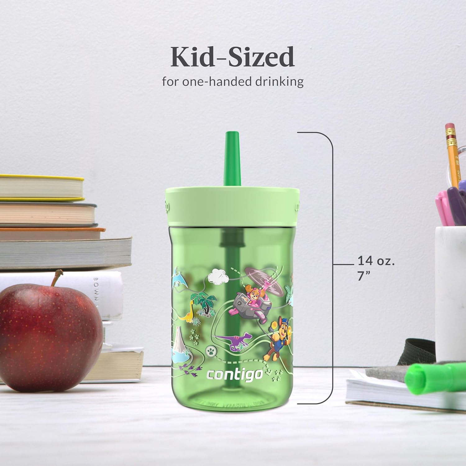 Contigo Leighton Straw Tumbler, 14 Oz, Cool Lime (Dogs) - Green image number 6