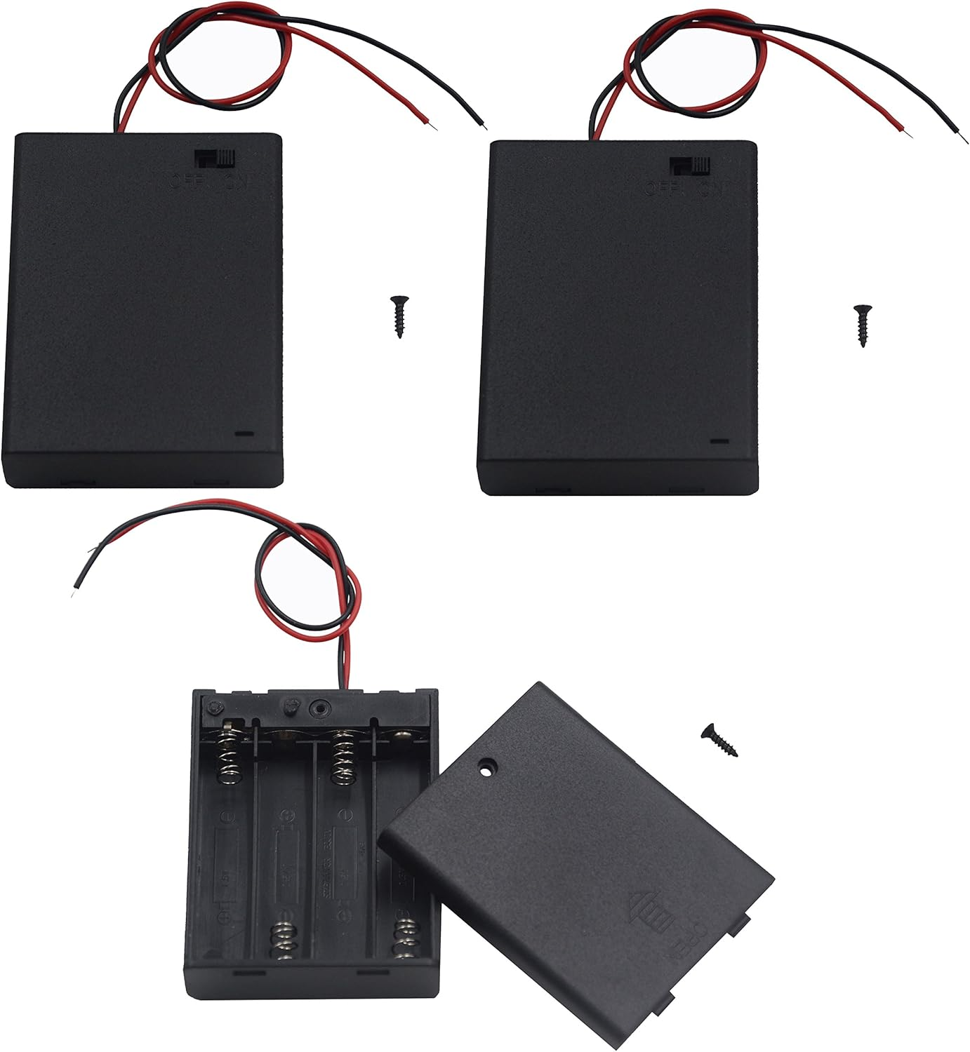 LAMPVPATH 3Pcs 4 AAA Battery Holder with Switch, 6V Battery Holder with Switch, 4X 1.5V AAA Battery Holder Case with Wire Leads and On/Off Switch(3 Pack) image number 2