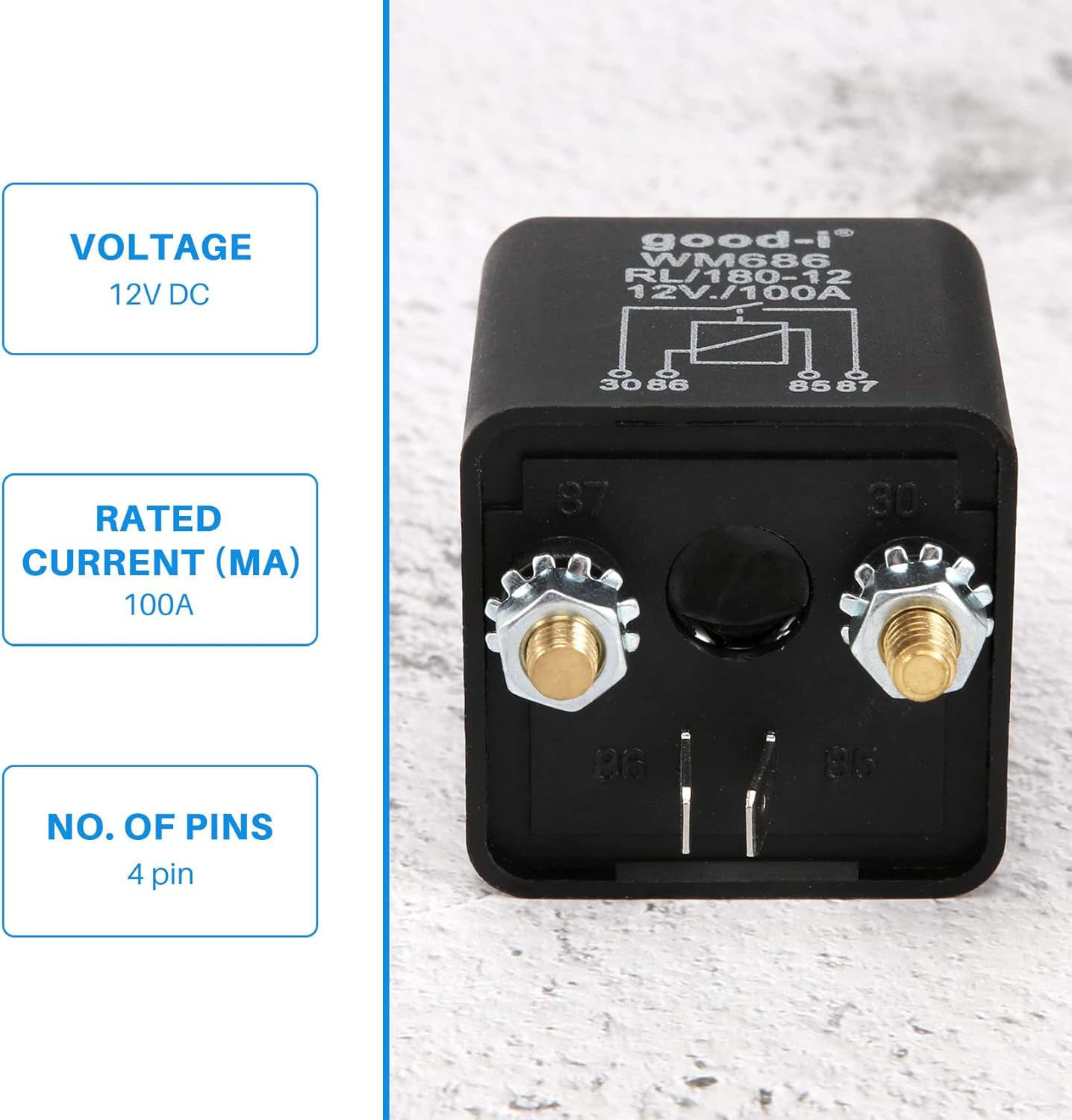 Ceahoify 12V 100Amp 4-Pin Heavy Duty On/Off Switch Split Charge Relay for Auto Boat Van Black image number 5