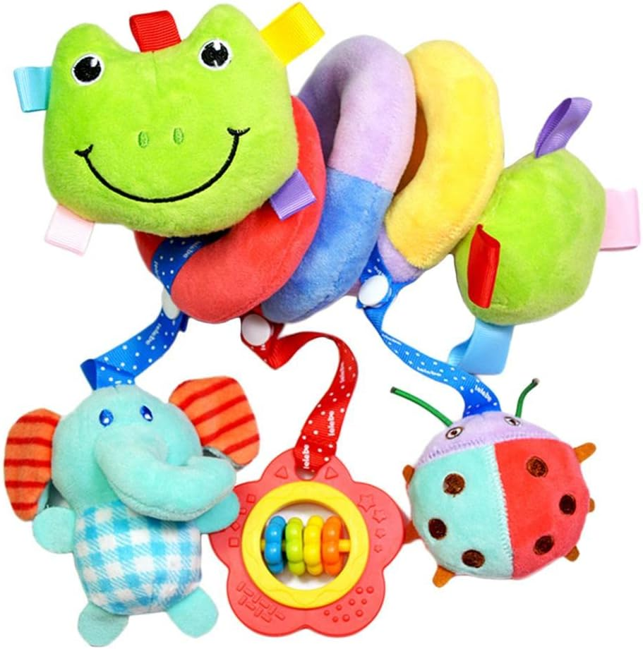 Newborn Baby Infant Toy Cute Deer Stroller Soft Plush Hanging Bed Spiral Toy - Frog