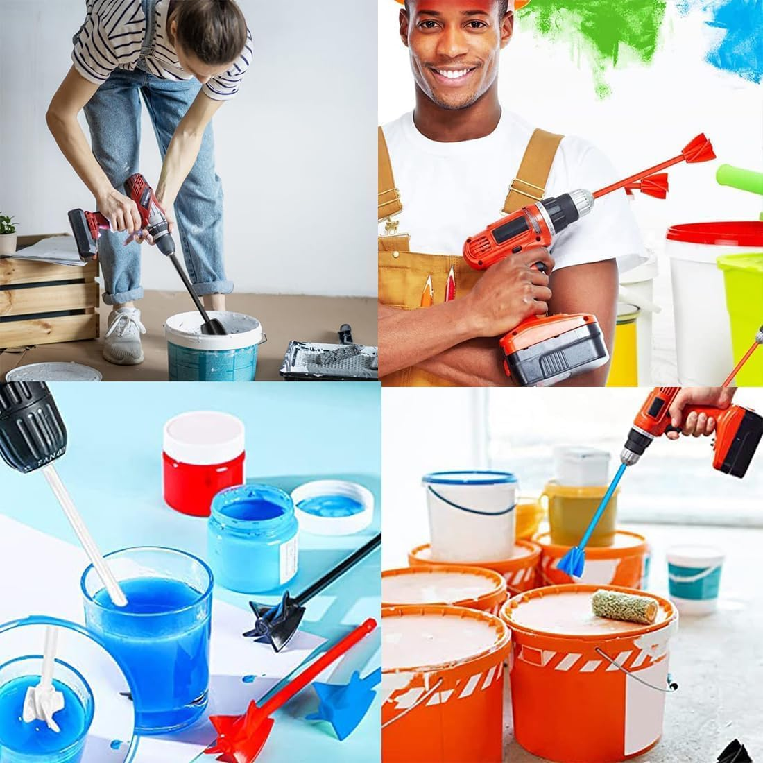 Resin Mixer Paddles, 4 Piece Set Paint Stirrers Drill Attachment,Reusable Plastic Epoxy and Resin Mixer Attachment Paddle,Epoxy Mixer Attachment for Drill image number 2