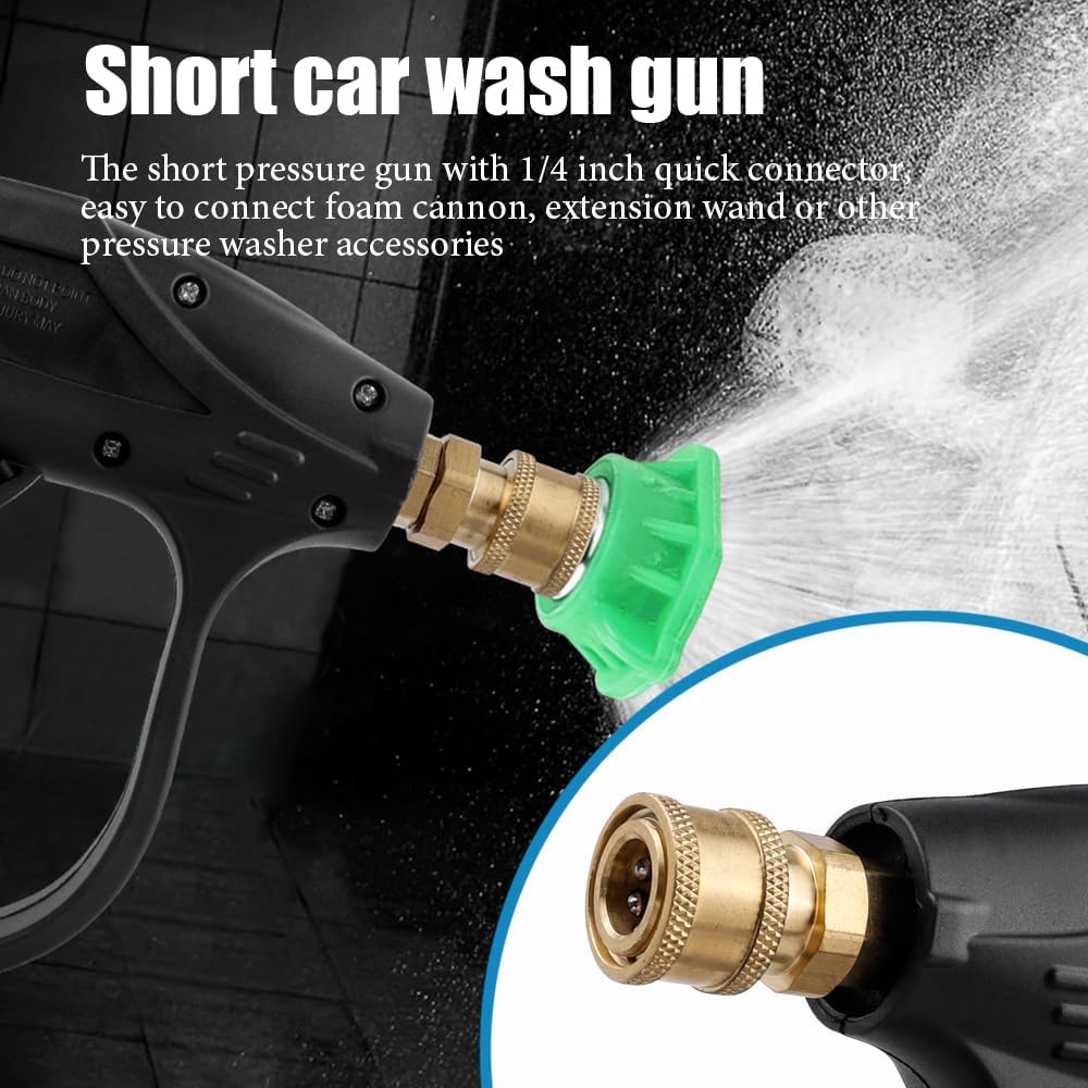 Yakamoz Short Pressure Washer Gun, 4350 PSI High Power Washer Spray Gun with 1/4 Inch Quick Connector for Foam Cannon Car Wash image number 2