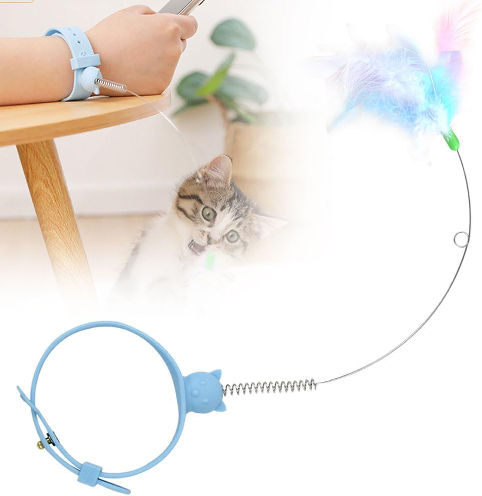 YAUNJI Cat Collars with Cat Feather Toys, 2024 New Cat Toys Attached for Indoor Cats, Interactive Cat Neck Toy (Pink, 1 PCS)