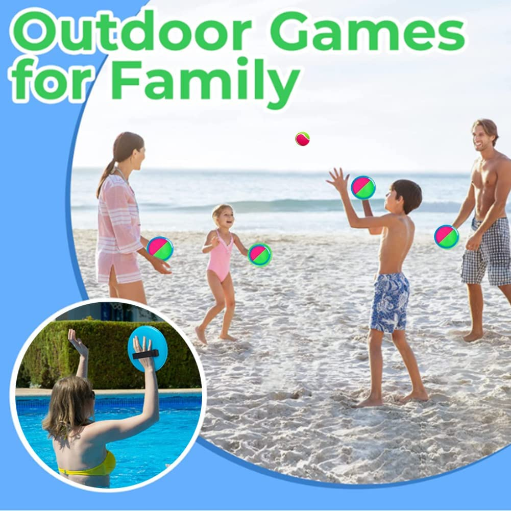 Toss and Catch Ball Set, Toss and Catch Sports Game Set - Upgraded Version 8 Inch Toy Paddle Catch Toy for Kids/Adults/Family/Backyard Beach Outdoor Games (Blue- 2 Balls and 2 Paddles) image number 4