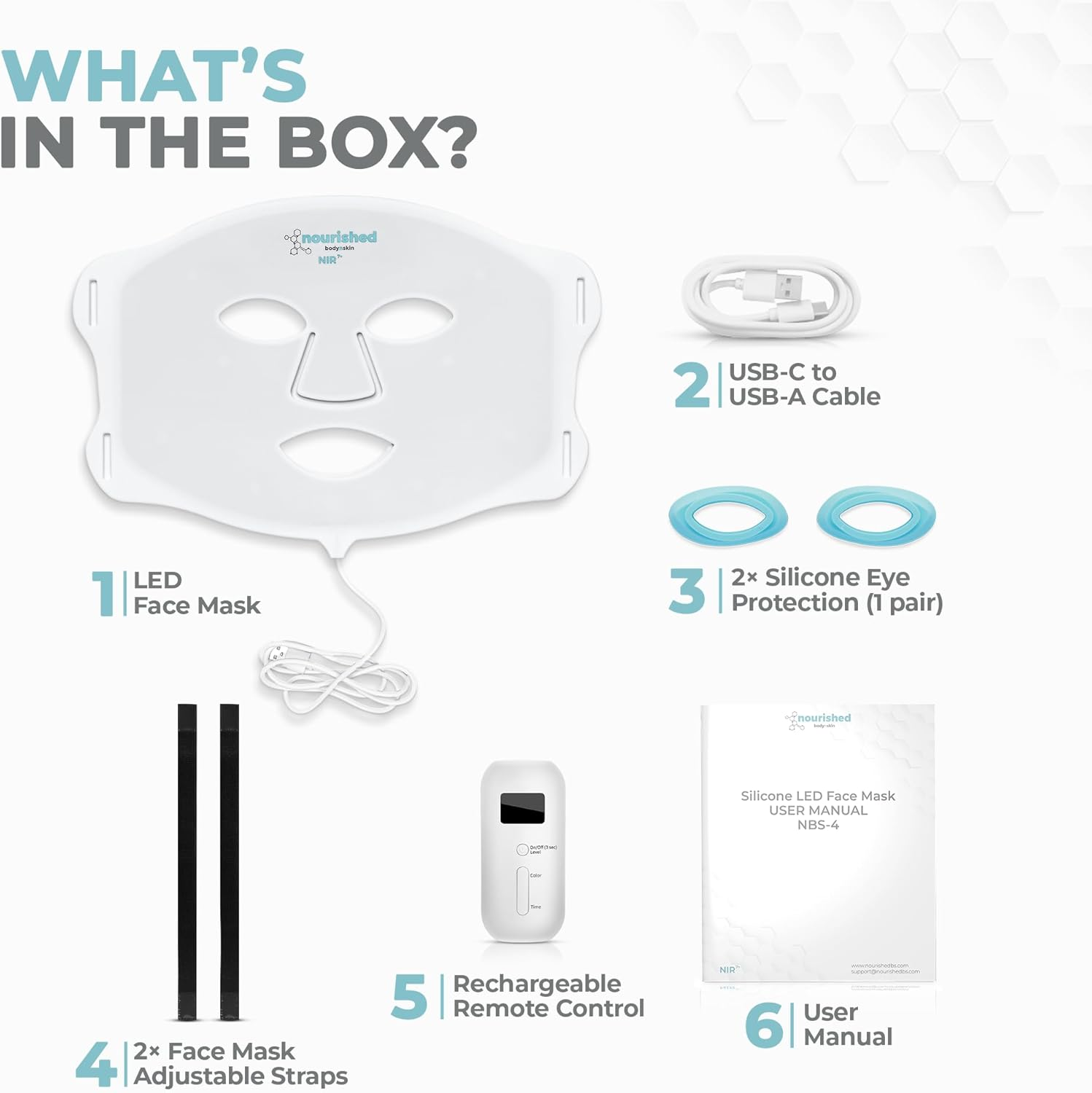 7 Colors LED Face Mask with Near-Infrared - Blue, Red Light Therapy for Face - 114 Leds - Skincare Tool for Wrinkles, Anti-Aging image number 4