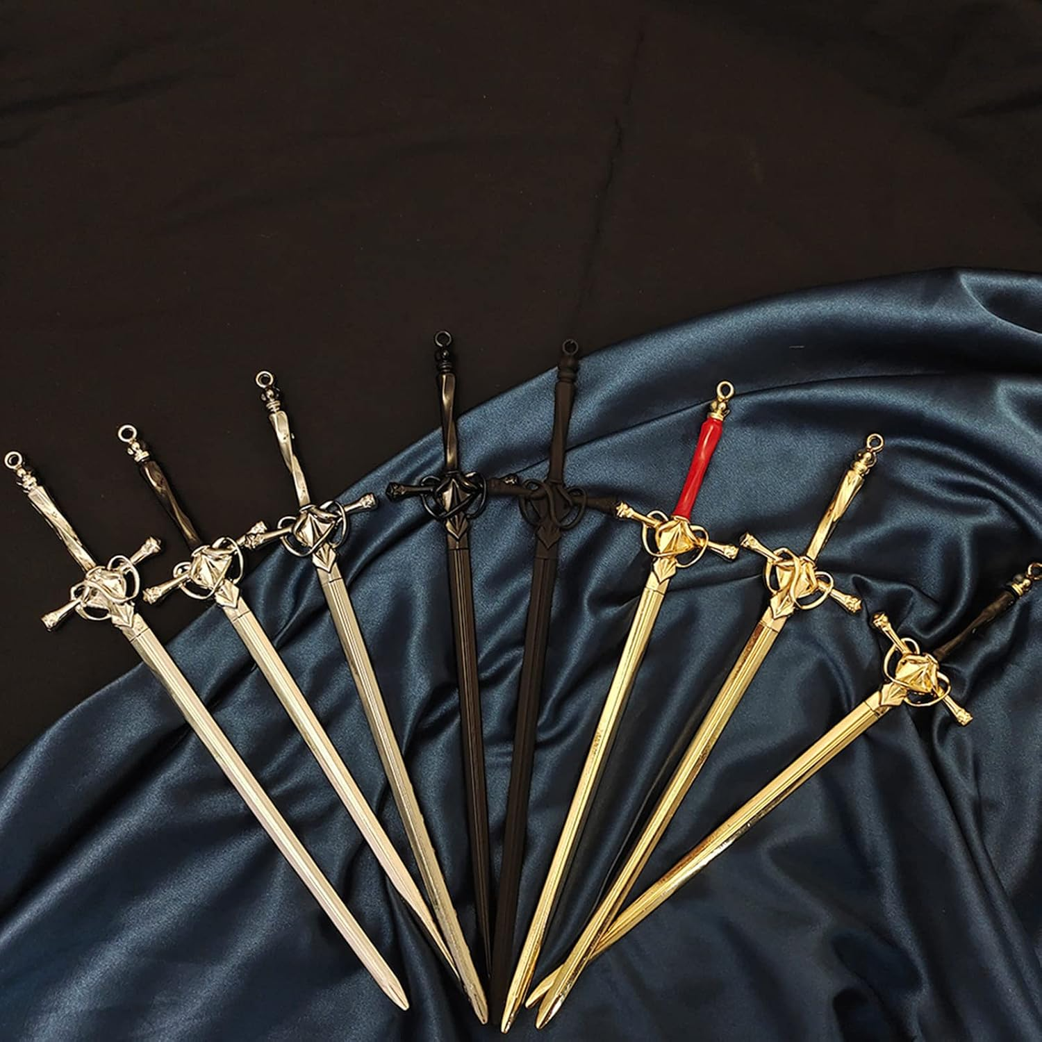 Ancient Style Sword Hair Chopsticks,Chinese Style Hair Pin Sword Hair Sticks for Bun Hair Accessories for Women Girls Long Hair,Gold Black - Gold Black image number 4