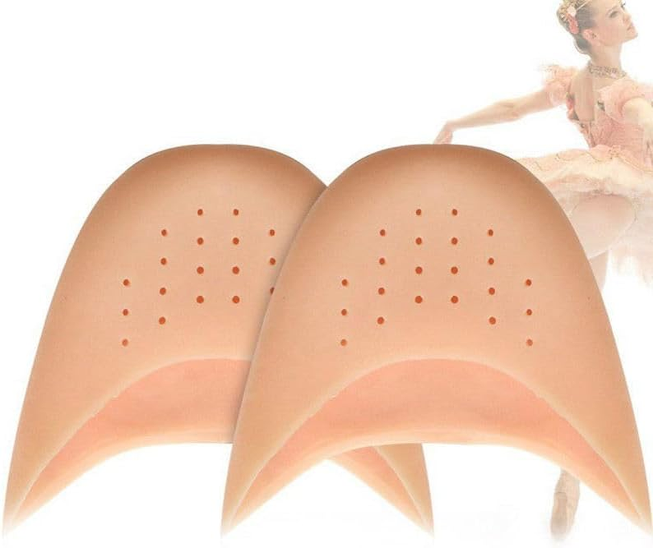 2 Pcs Ballet Dance Toe Pads Soft Silicone Gel Toe Covers High Heels Toe Caps for Women Toe Protector with Breathable Hole (Complexion, One Size) image number 5