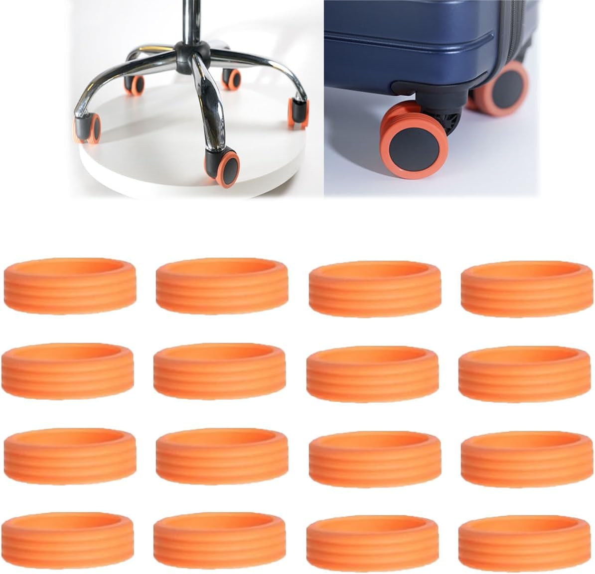 Luggage Compartment Wheel Protection Cover, 16Pack Luggage Suitcase Wheels Cover, Waterproof Shock-Proof Carry on Luggage Wheels Cover, Luggage Wheel Covers (16Pcs-Orange) image number 3