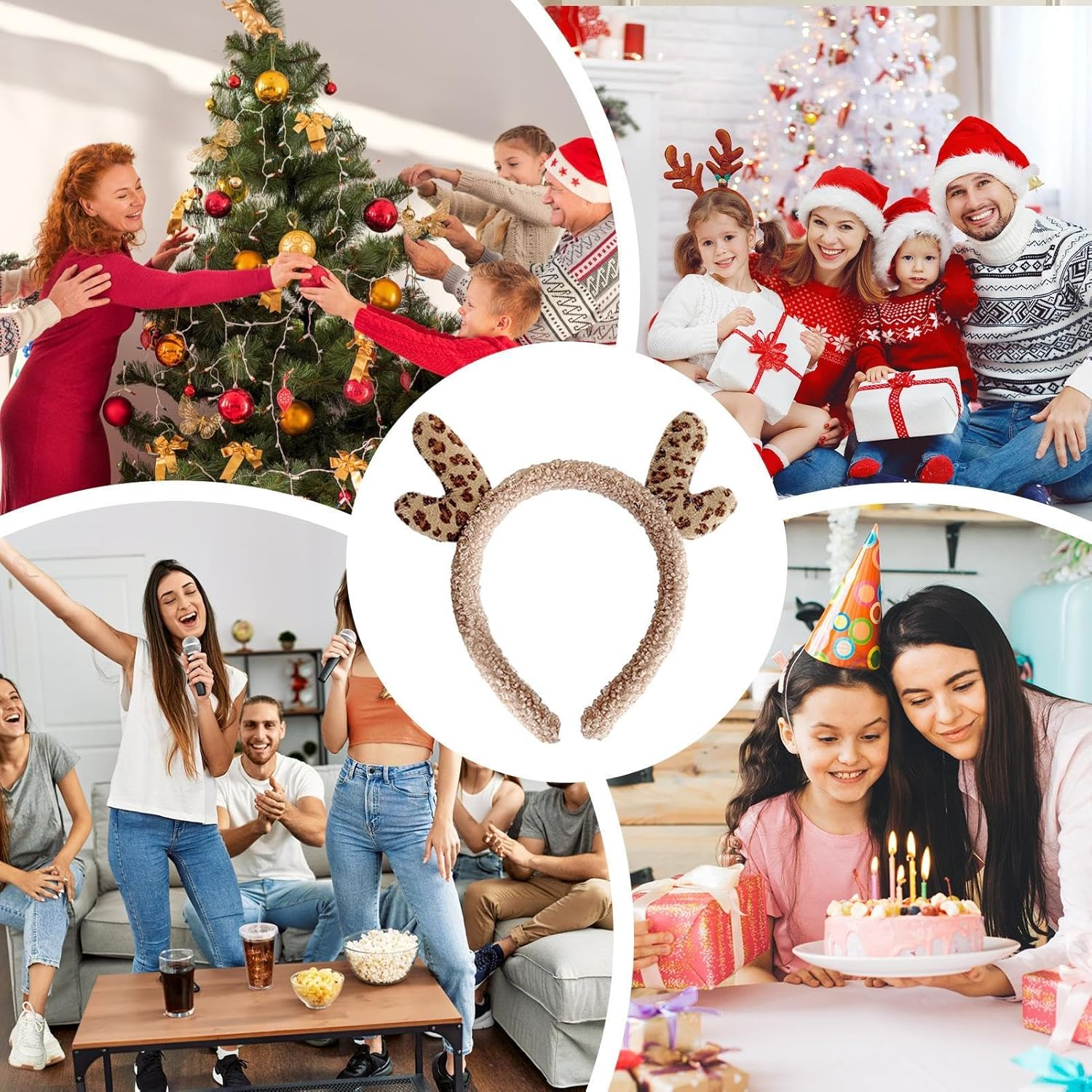 Antler Headpiece | Makeup Leopard Hair Hoop,Christmas Headband Animal Headband Realistic Antlers Headband for Cosplay Costume image number 6