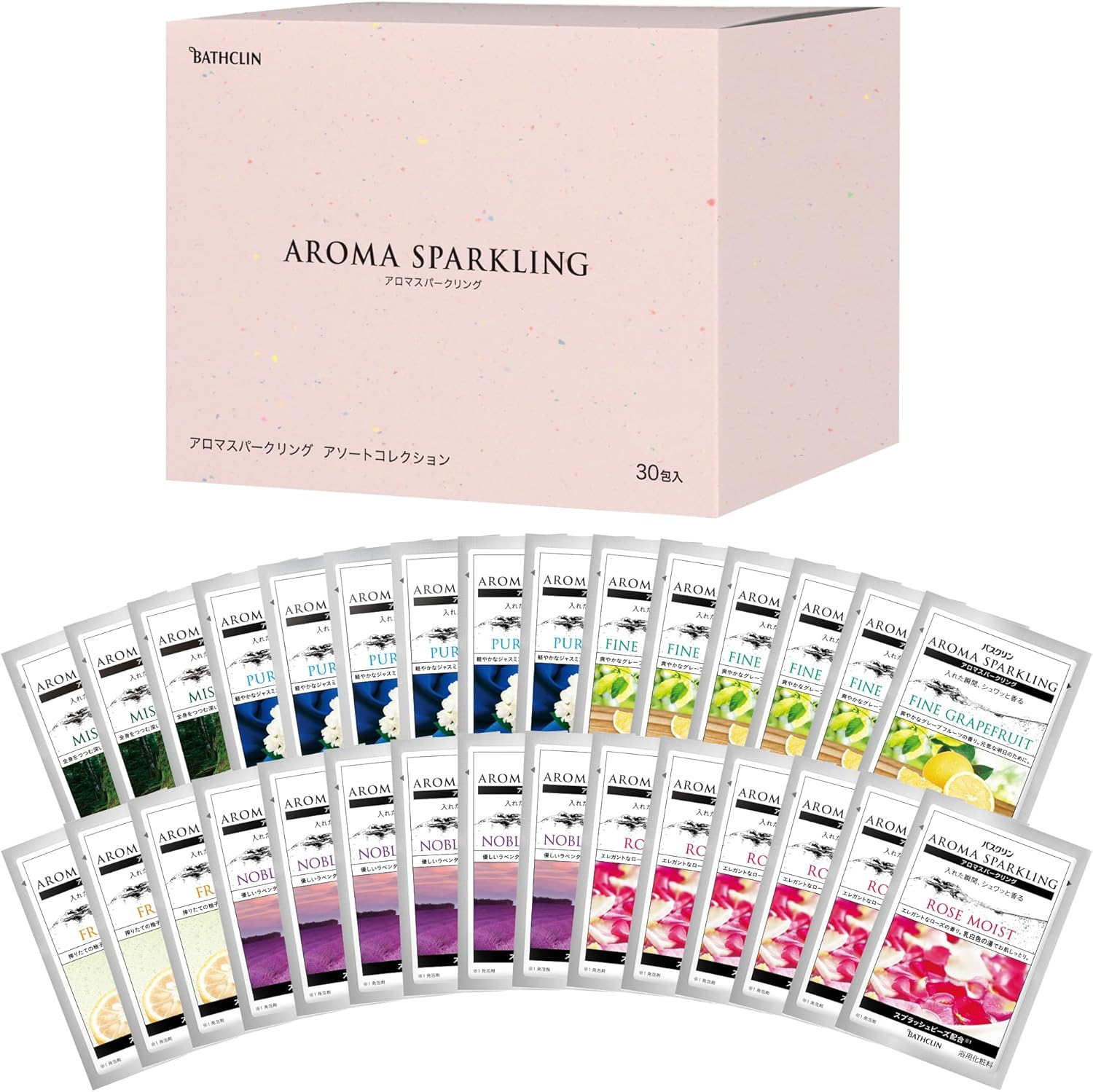 Baskulin Aromas Sparkling Ring, 1.1 Oz (30 G) X 30 Packets, 6 Types of Scents, Individual Packaging, Assorted, Aroma, Powder, Bath Additive image number 3