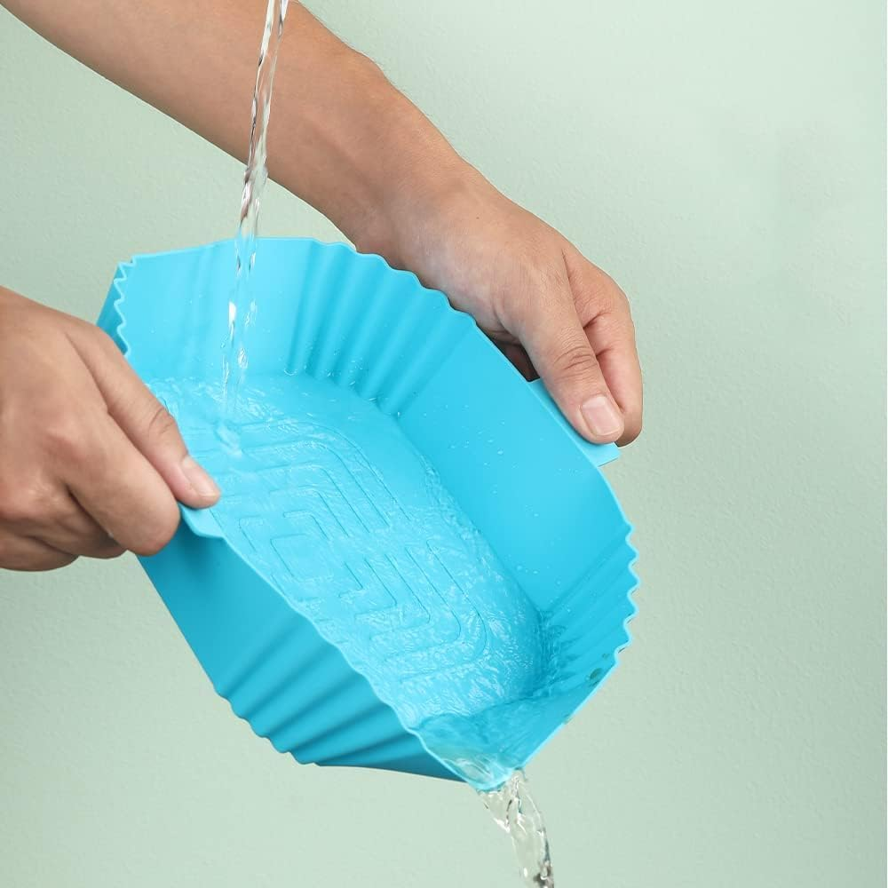 Silicone Air Fryer Liners,4Pcs Air Fryer Silicone Reusable Liners Square,Food Safe Air Fryers Oven Accessories,Replacement of Flammable Parchment Liner Paper for Air Fryer,Silicone Baking Tray Pots image number 2