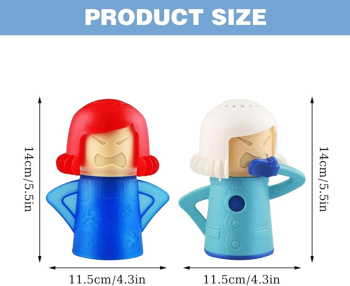 AIMALL 2PCS Angry Mom Microwave Cleaner, Cool Refrigerator Freshener, Creative Kitchen Gadget, Odor Eliminator, Effortless Cleaning Tool, 5.5 Inch Height, Non-Toxic