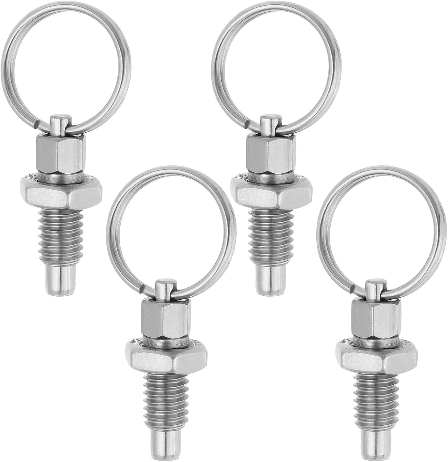 Be in Your Mind 4Pcs Spring Plunger Stainless Steel with Pull Ring Thread M6X1 Length 12Mm Pin Outer Diameter 4Mm Used in Chassis Cabinet Industrial Equipment image number 2