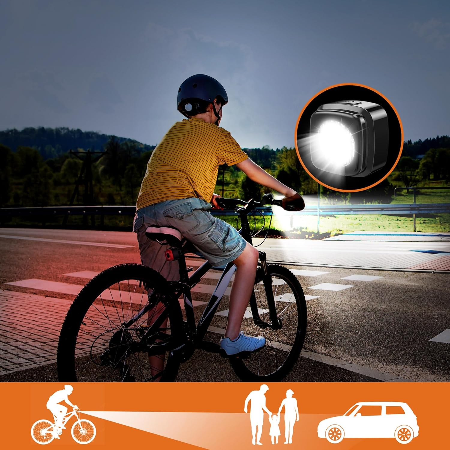 Bike Light, USB Rechargeable Children Scooter Light Bike Headlight Bicycle Front Headlight IPX5 Waterproof Road Mountain Bike Accessories Night Riding for Aldult Men Women image number 2