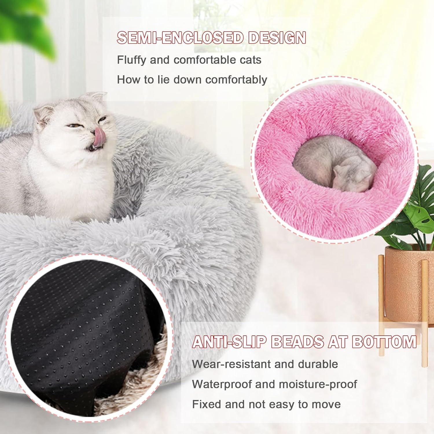 DESIGN for COZY SLEEP: This Pet Bed Is a Semi-Envelope Design, Creating a Safe and Warm Room for Medium-Sized Dogs Who like to Curl up and Stretch Out for a Restful Sleep. the Long-Pile Surface Is Sof image number 6