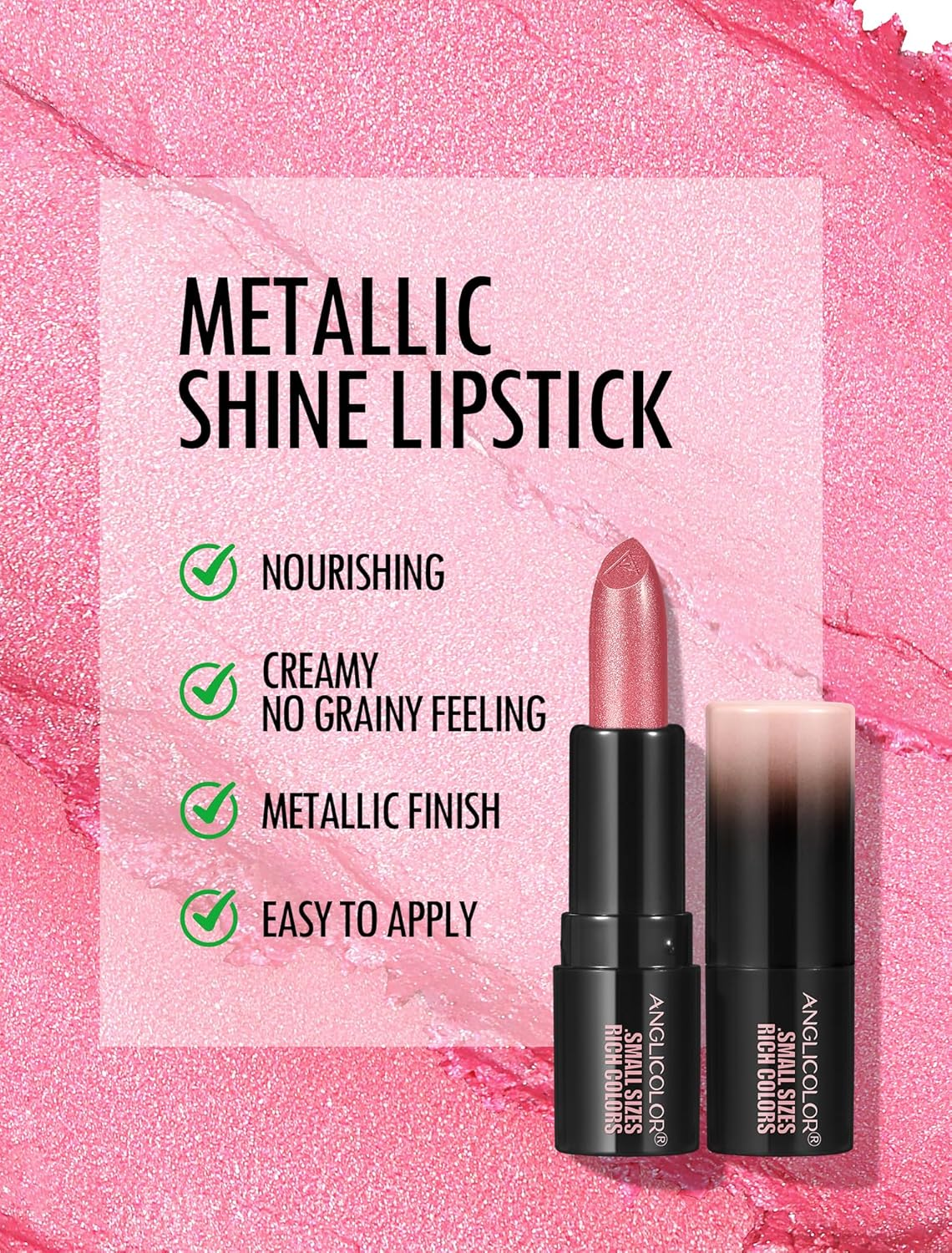 Anglicolor 6-Piece Mini Glitter Lipstick Set,High Pigmented,Lightweight Smooth Moisturizing Formula,Glossy Shine,Travel Size,Metallic Lipstick for Women,Vegan & Cruelty-Free image number 1