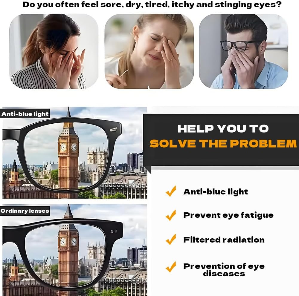 QISANKEE Blue Light Blocking Glasses for Woman/Men, Fashion Square Fake Eyeglasses with Clear Lens, Computer Reading/Gaming/Tv/Phones Glasses(Black) image number 2