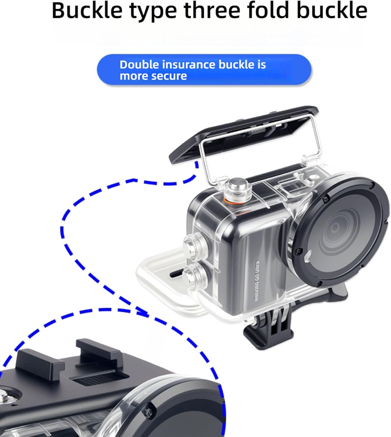 196FT/60M Waterproof Case Only for Insta 360 GO Ultra, Underwater Diving Protective Housing Shell for Insta 360 GO Ultra Action Camera with Bracket Accessories image number 5