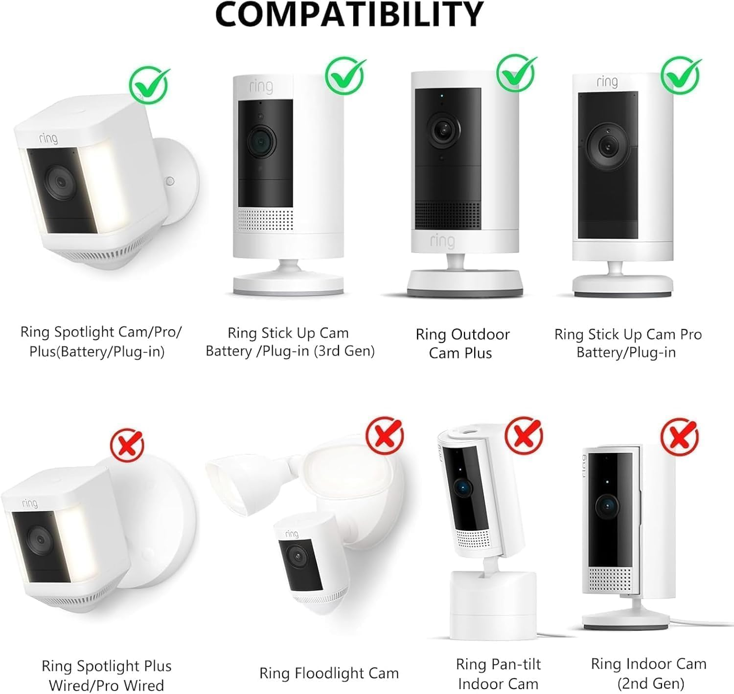 1PACK Flexible Twist Mount for Ring Outdoor Cam Plus/Plug-In 3Rd Gen/Stick up Cam Pro Battery & Spotlight Cam/Pro/Plus (Battery), Attach Your Ring Camera Everywhere,Easy Installation image number 1