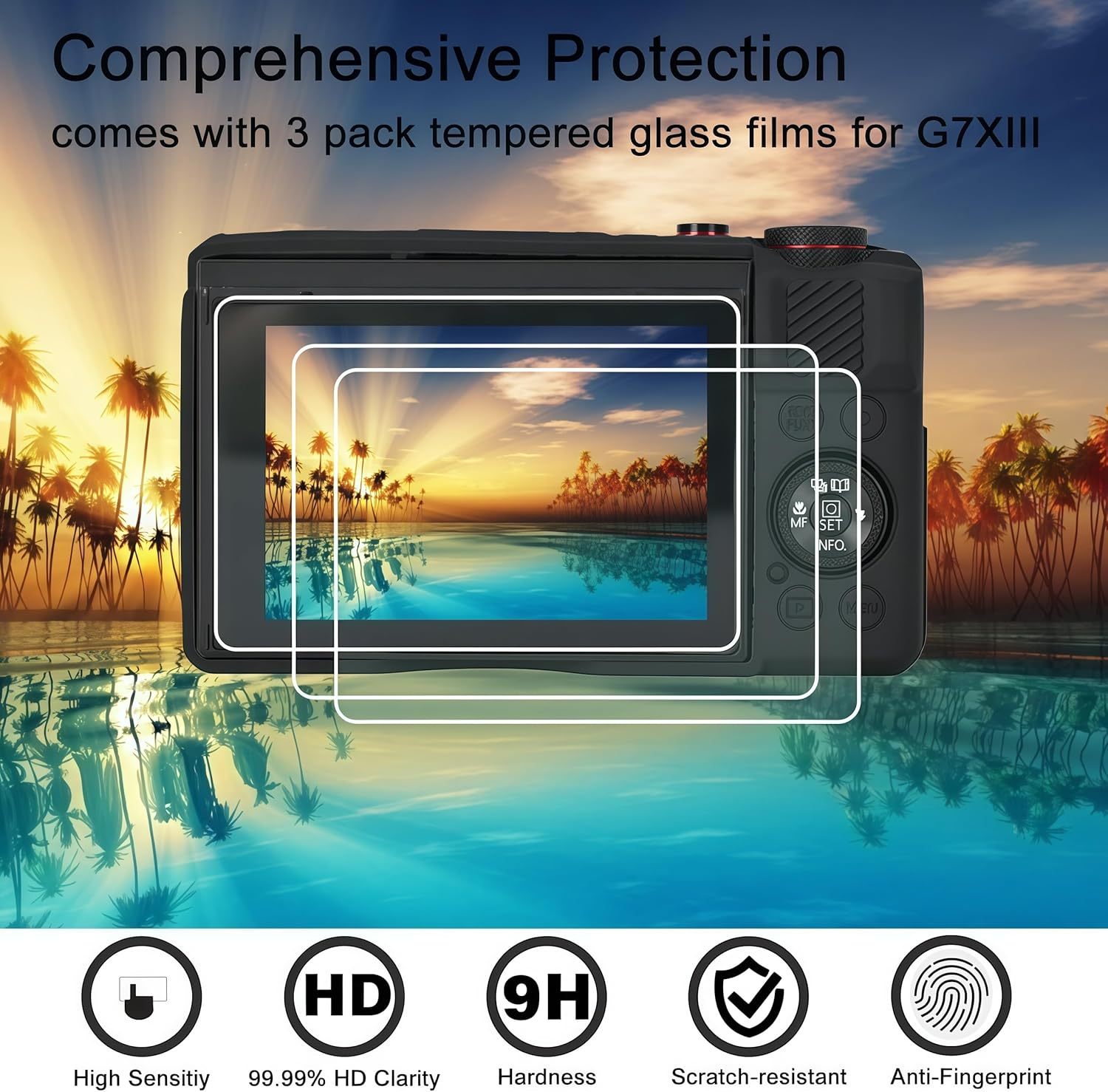 Silicone Case for Canon G7X Mark III Camera Case with 3 Pcs Sreen Protectors,Detachable Lens Cover for Canon G7 X Mark III Cover Black - White image number 5