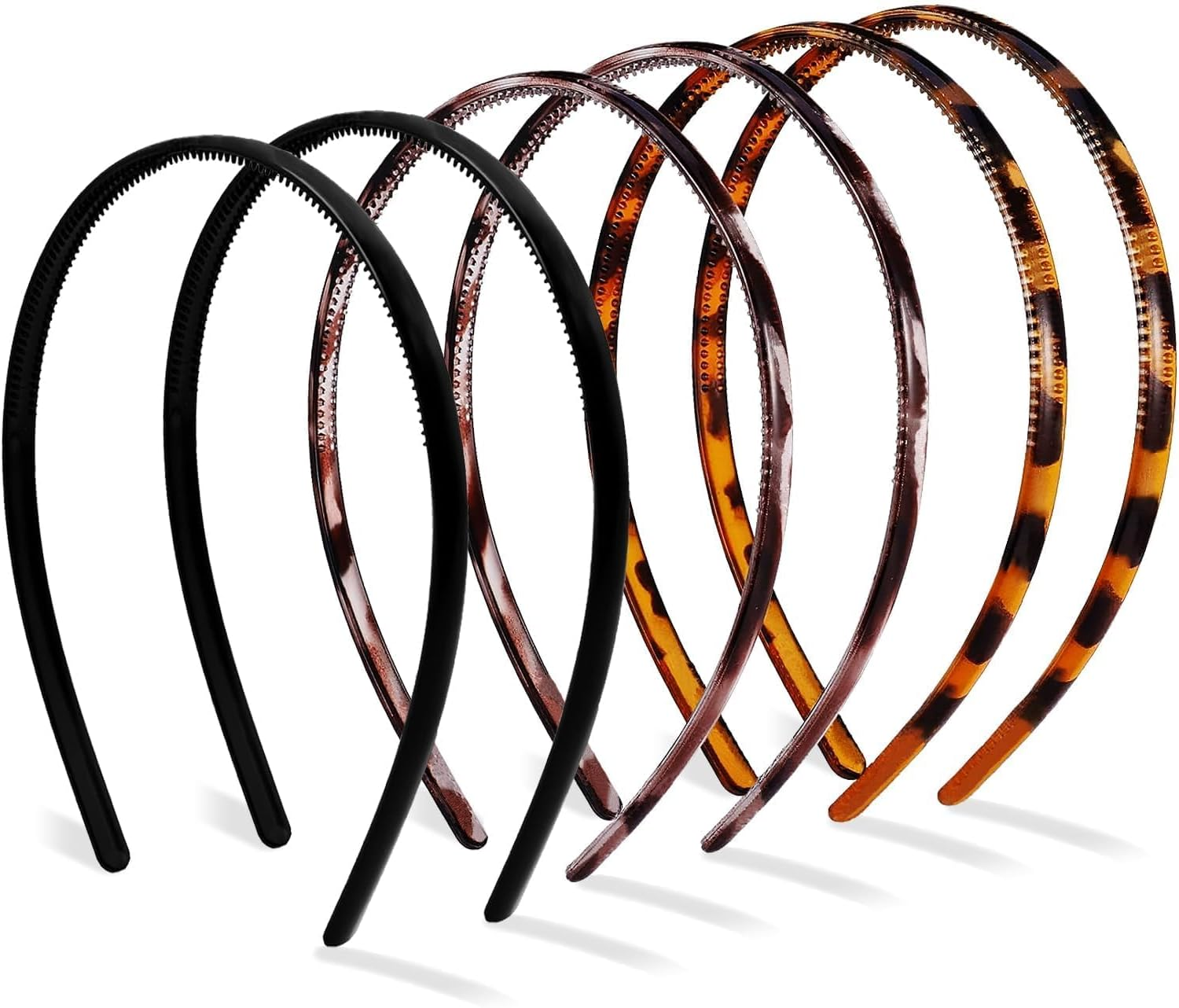 Hanyousheng 6 Pieces Metal Headband Black, Multi-Style Metal Hair Hoop, Unisex Hair Band, Hair Hoop Spring Wave Hairband, Sport Fashion Hair Band Accessories for Women and Men