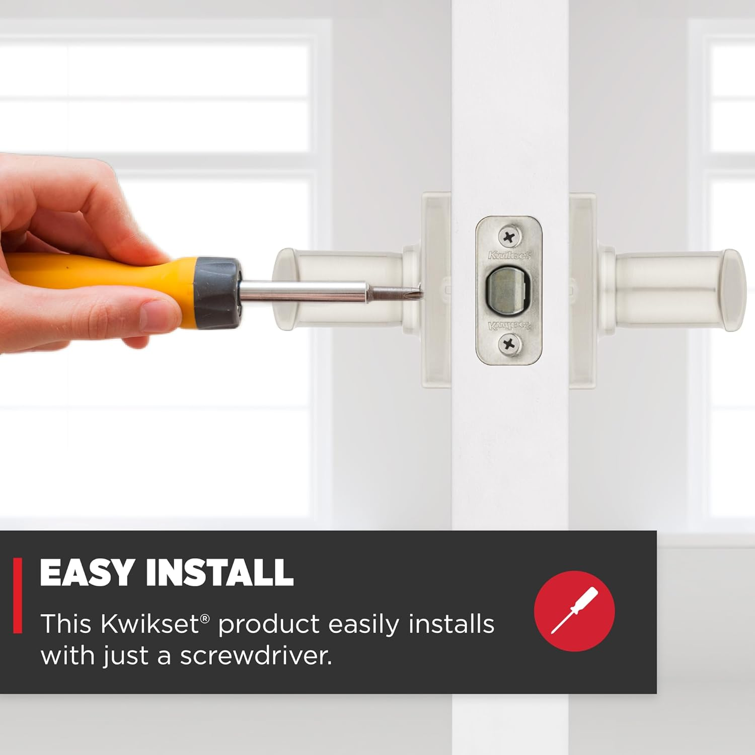 Kwikset Breton Interior Passage Door Handle, Lever for Closet and Hallway Doors, Reversible Non-Locking Handle Lever, Satin Nickel, with Microban Protection image number 4