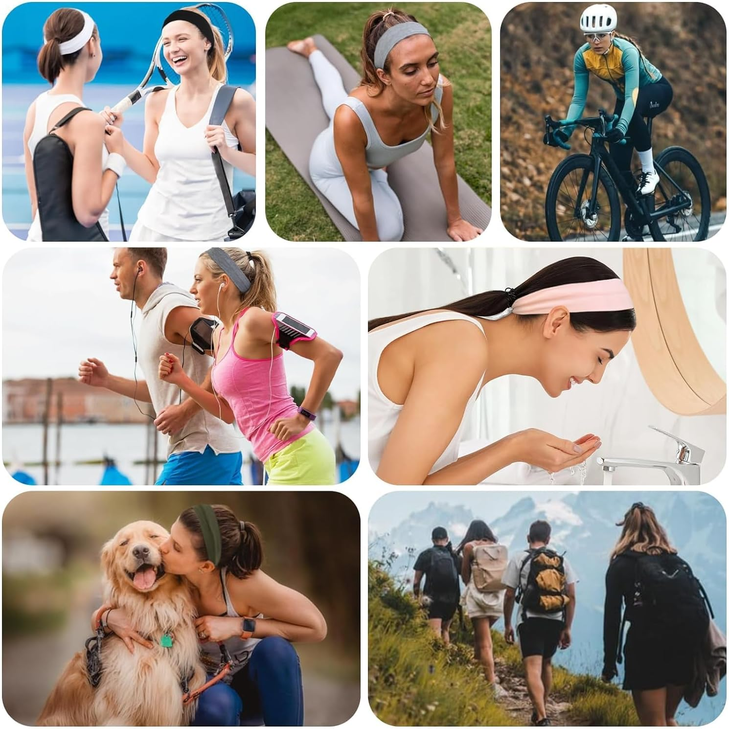 7 Pack Headbands for Women Non Slip Trendy Womens Headbands Elastic Hair Bands for Women Hair Workout Sweat Head Bands Soft Thick Cotton Cloth Headband for Yoga Running Sport image number 1