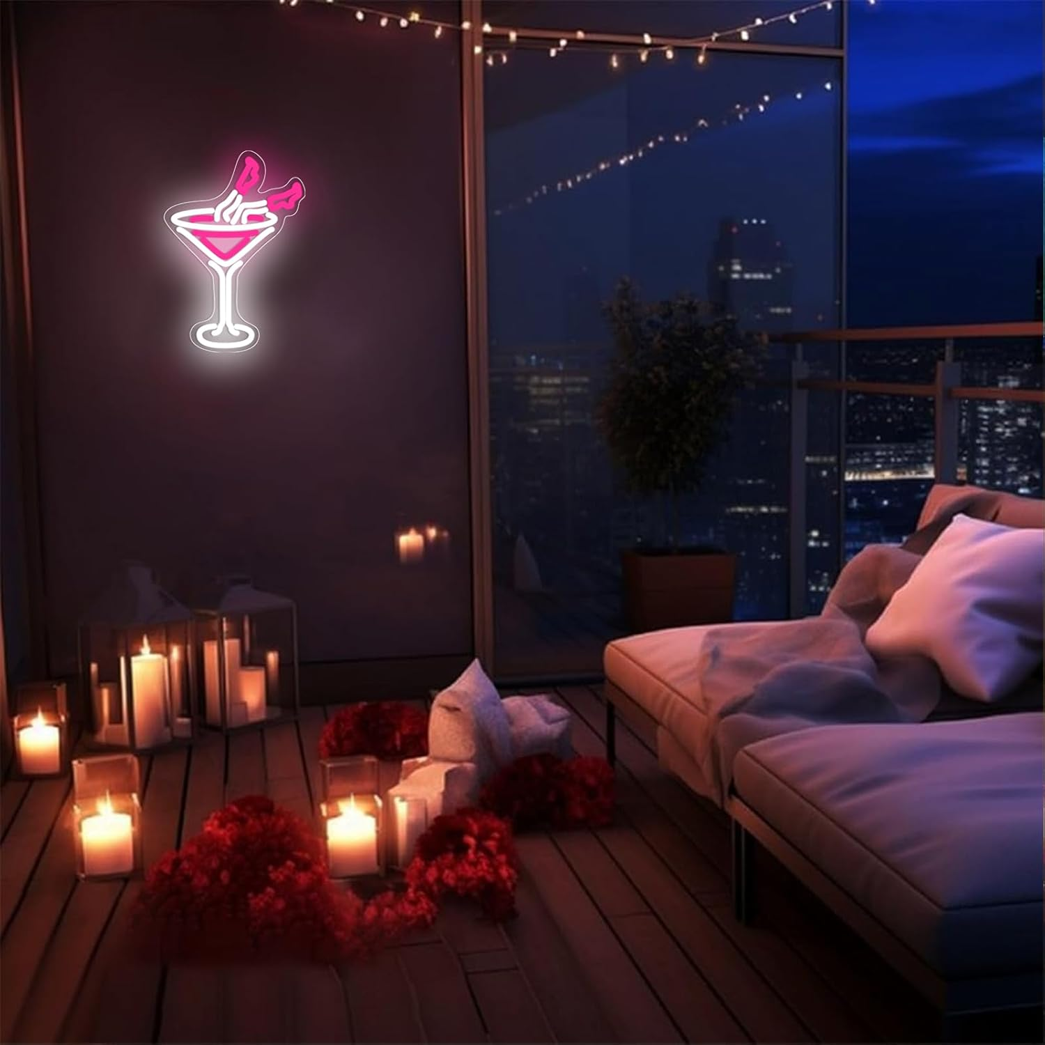 WIOSOUL Lady Cocktail Neon Sign Dimmable Bar Neon Light for Wall Decor 9.45X13.78 Inch LED Light Sign with USB Powered for Home Bar, Lounge, Party Pub (Cocktail)