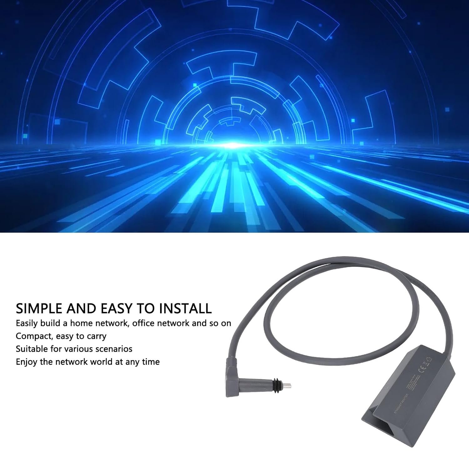 Starlink Ethernet Adaptor, Rectangle Satellite Internet Powerline for Wired External Network, Stable Data Transmission Ethernet Adapter Starlink