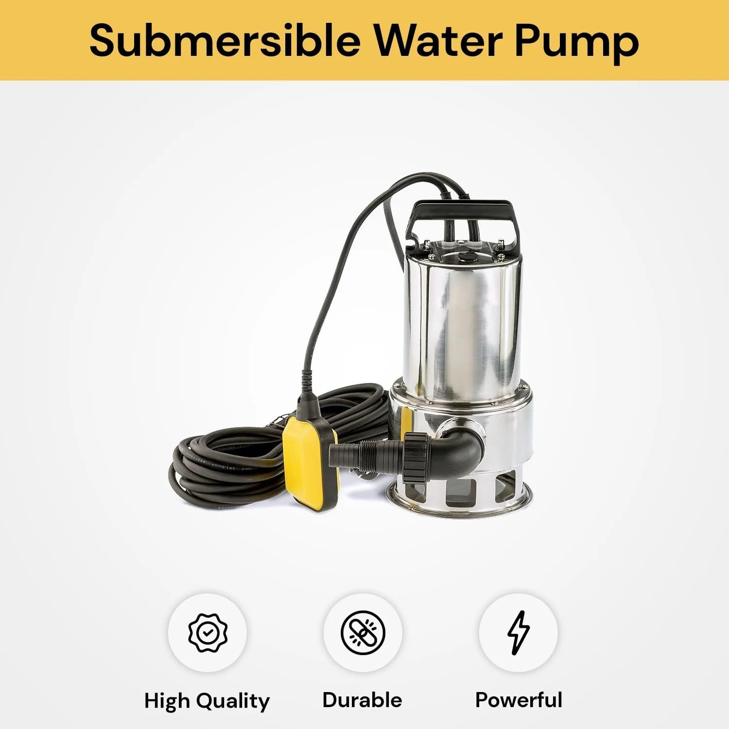 EZONEDEAL Powerful 1100W 1.5HP Submersible Dirty Water Pump Bore Tank Well Stainless Steel Casing Better Cooling Automatic On/Off Float Switching