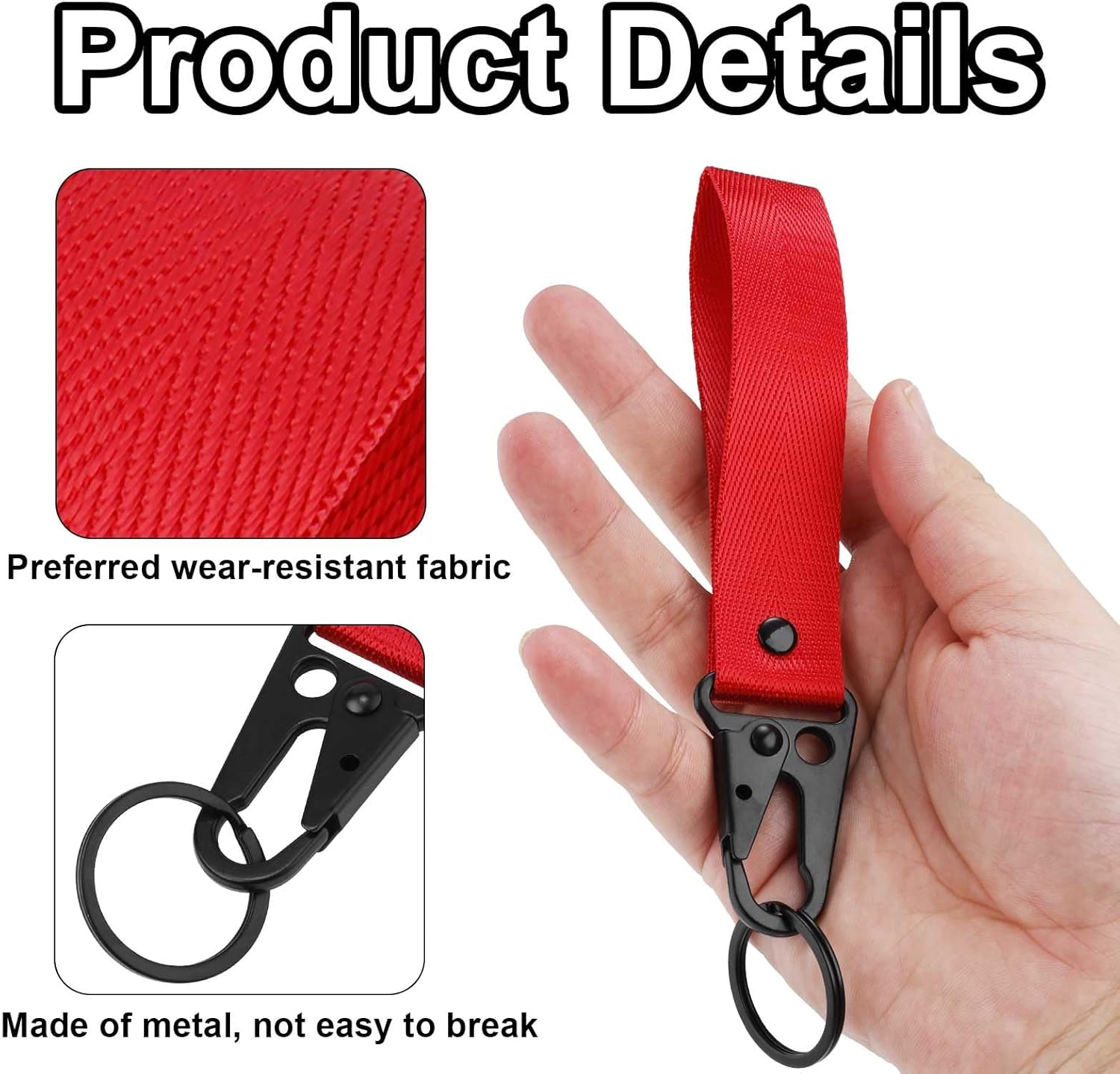 Gosknor 2Pcs Motorcycle Keychains, Black & Red Fabric Key Chain Stylish Motorcycle Key Tag Motorcycle Lanyard for Keys Anti-Lost Key Ring for Men Women Cars Motorcycles Bikes, Red image number 2