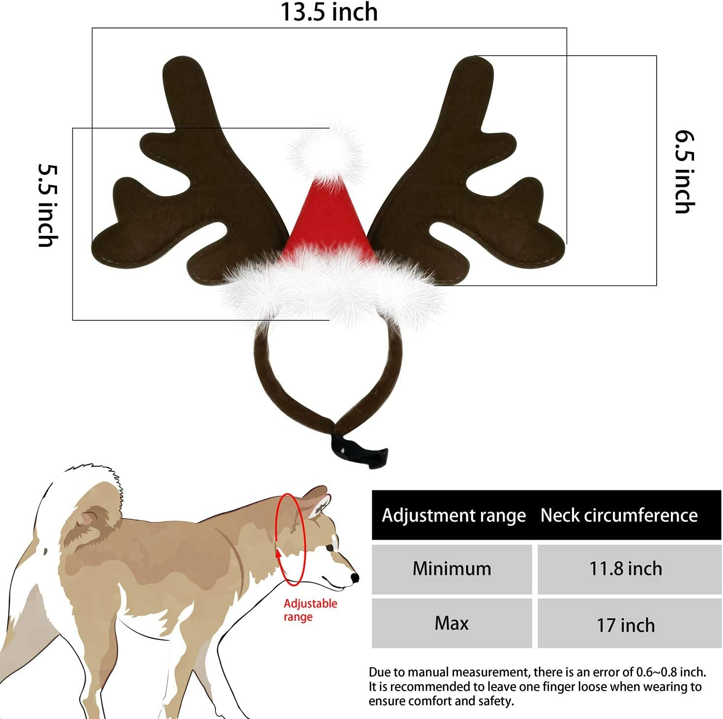 KUDES Dog Christmas Reindeer Antlers Headband Classic Elk Hat Headwear Pet Costumes Accessories image number 2