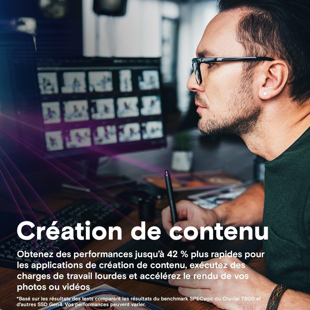 Crucial T500 1TB Pcie Gen4 Nvme M.2 SSD with Heatsink