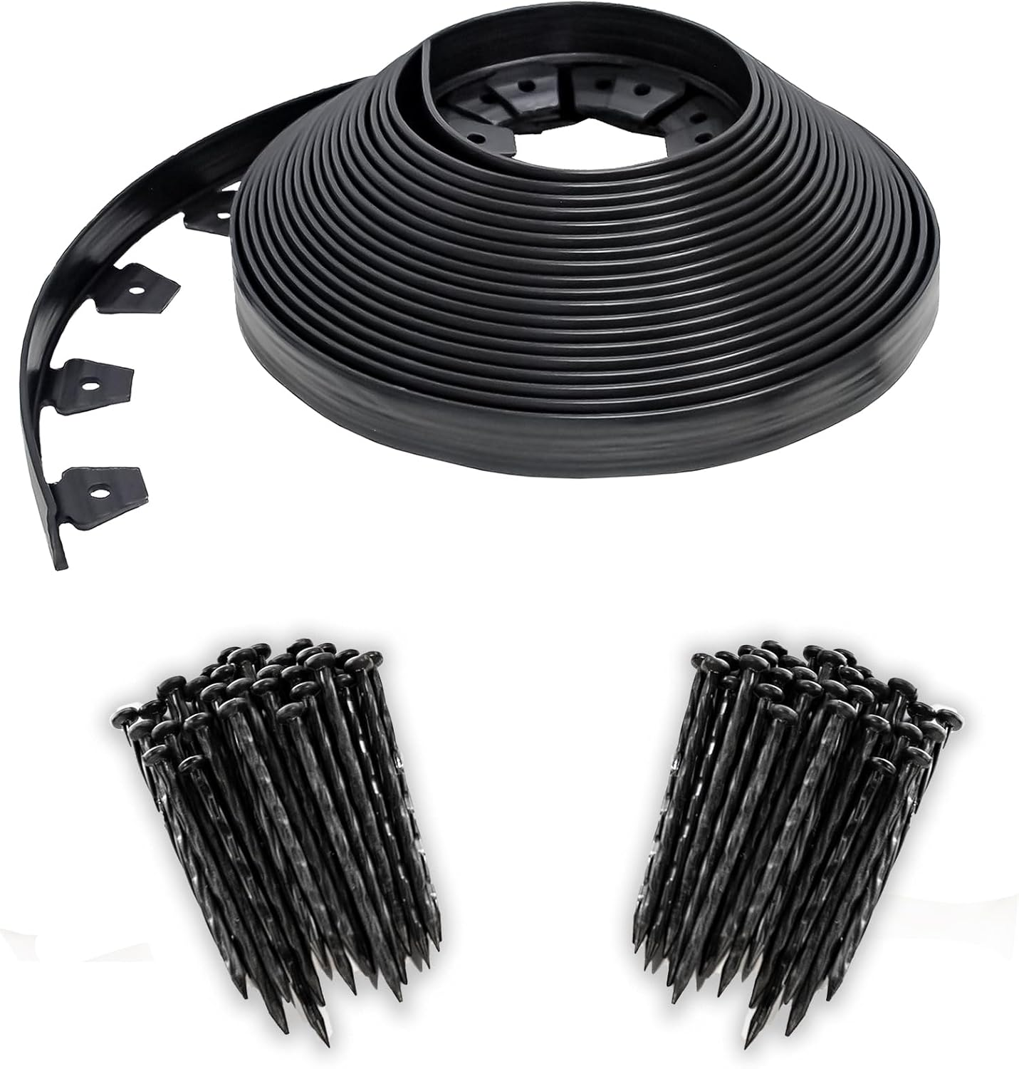 Easyflex No-Dig Landscape Edging with Bonus Anchoring Spikes, 1.5 In. Tall Straight Top Plastic Garden Border, 100 Foot Kit, Black image number 5