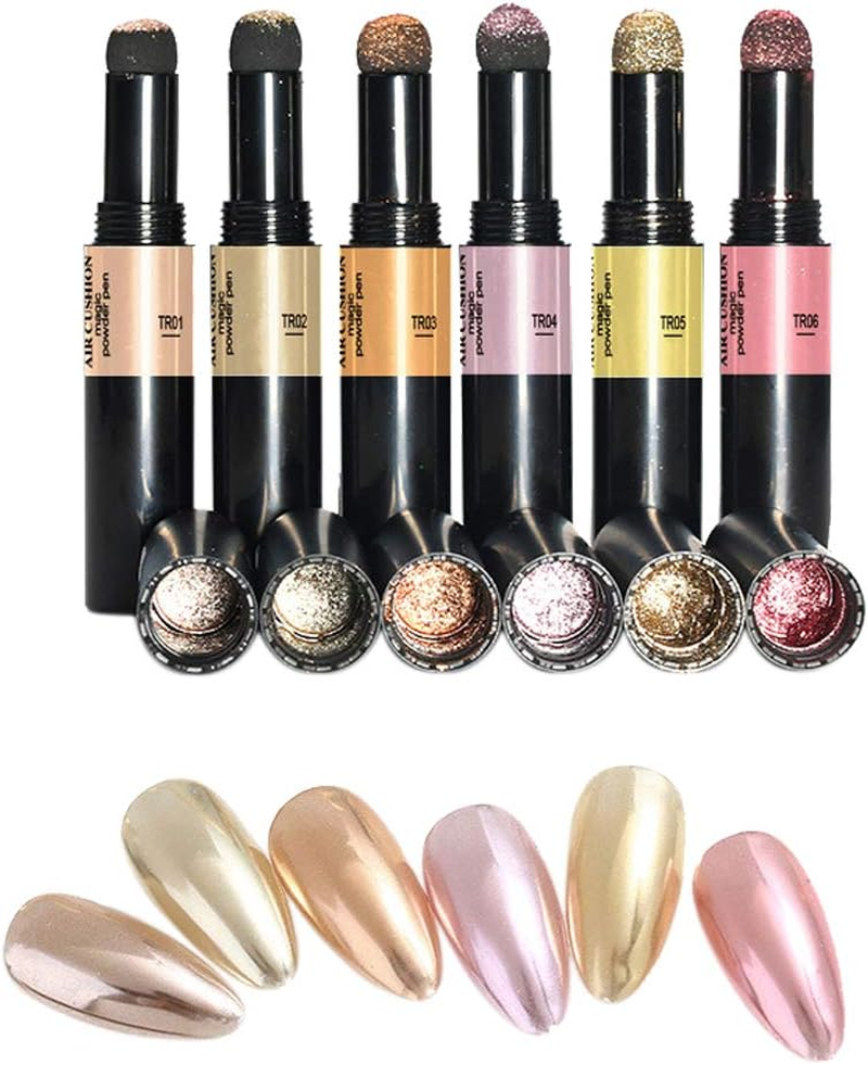 Warm Girl Chrome Air Cushion Nail Glitter Magic Powder Pen Holographic Nails Powder Mirror Effect and Long Lasting DIY Nail Art Decoration image number 5