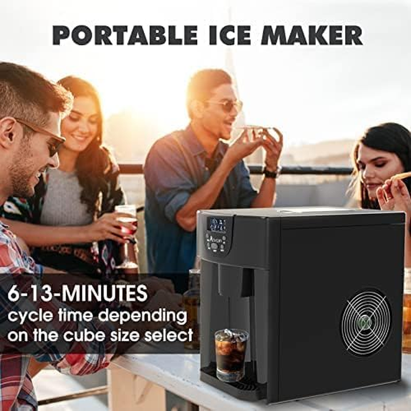 ADVWIN Countertop Ice Maker Built-In Water Dispenser, 12KG/24H, Portable Ice Cube Machine for Home, Bar, Party