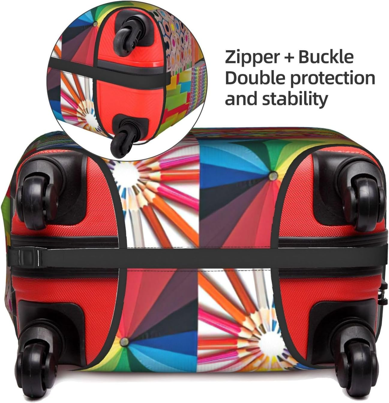 Odddot Colorful Collage Print Travel Luggage Cover,Suitcase Protector Cover, Washable Baggage Covers,For 18-32 Inch Luggage, Colorful Collage, Medium image number 4