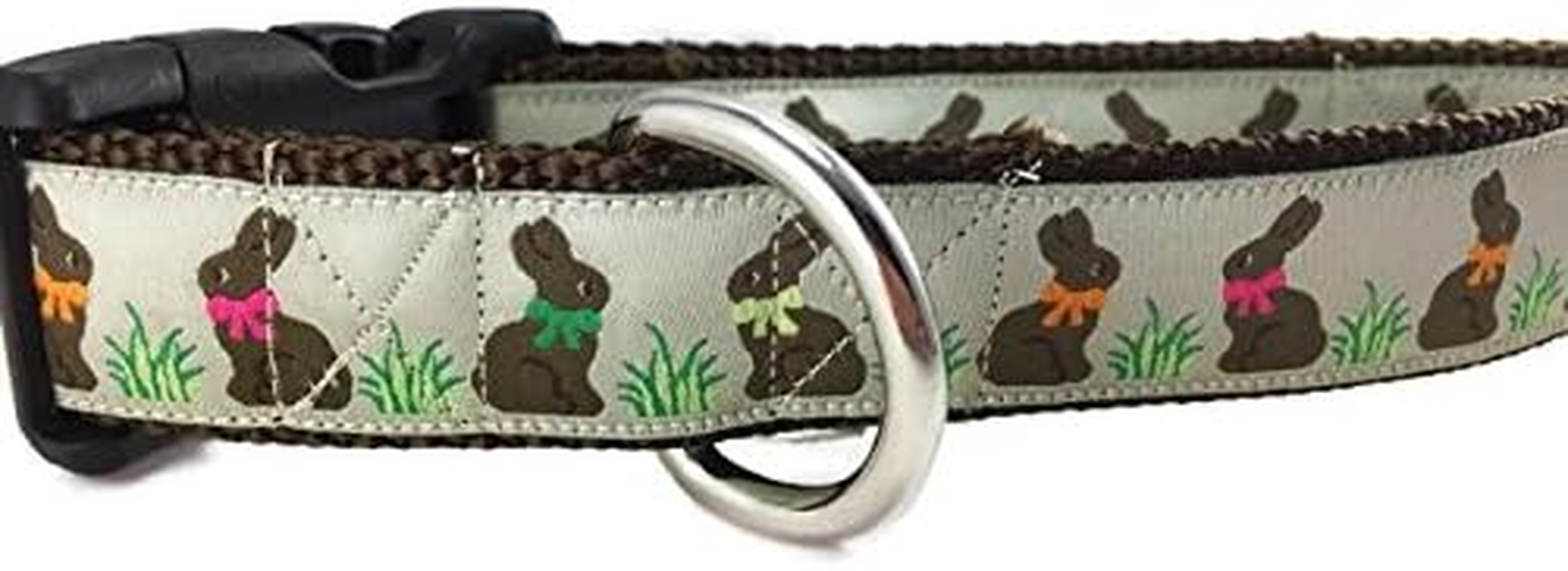 Easter Dog Collar, Caninedesign, Bunny, 1 Inch Wide, Adjustable, Nylon, Medium and Large (Chocolate Bunnies, Large 15-22") image number 1