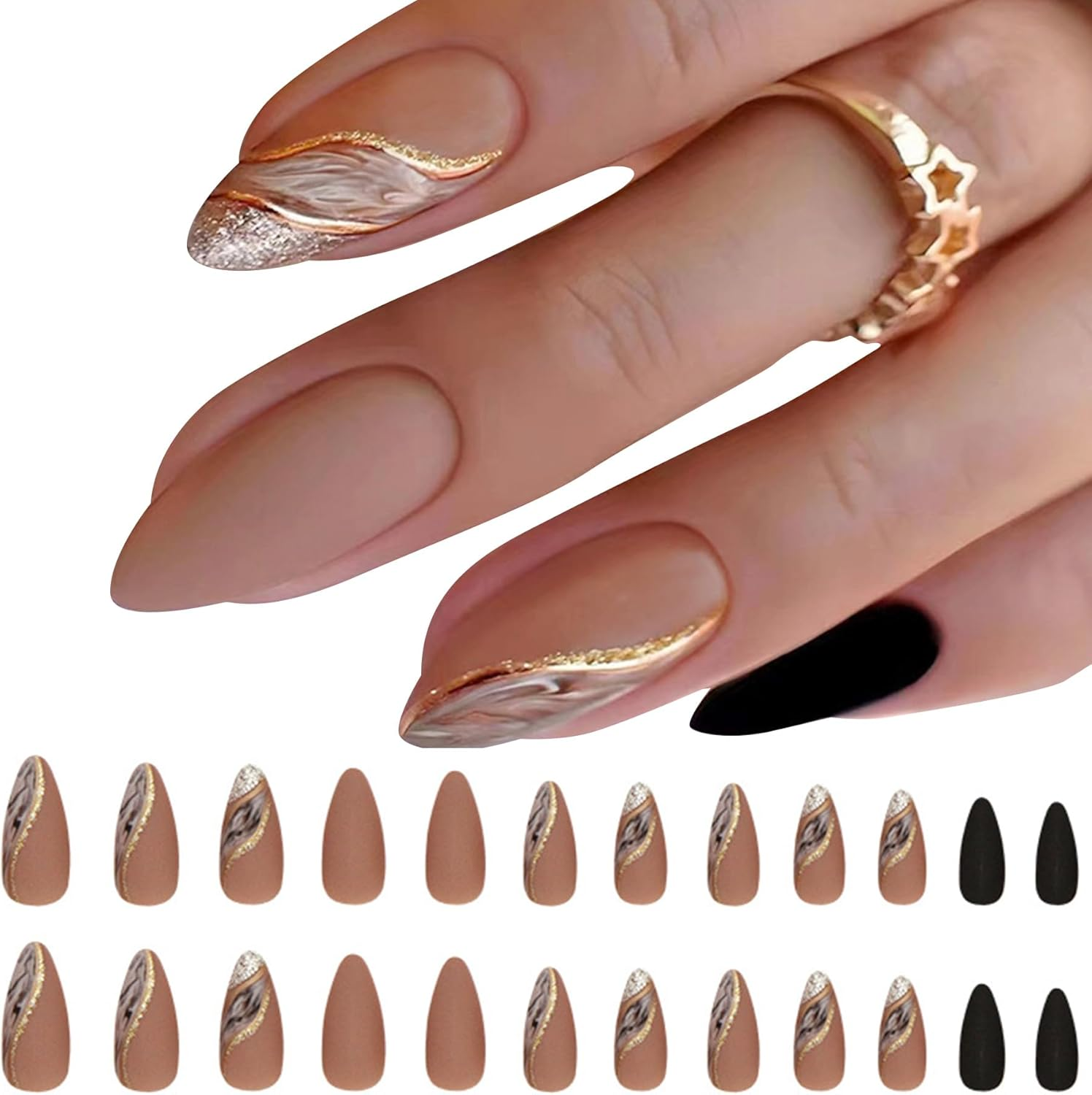 Women&rsquo;S Press on Nails with Glue &ndash; 24PCS Full Cover Fake Nail Tips Set, DIY Nails Art Decoration for Women image number 5