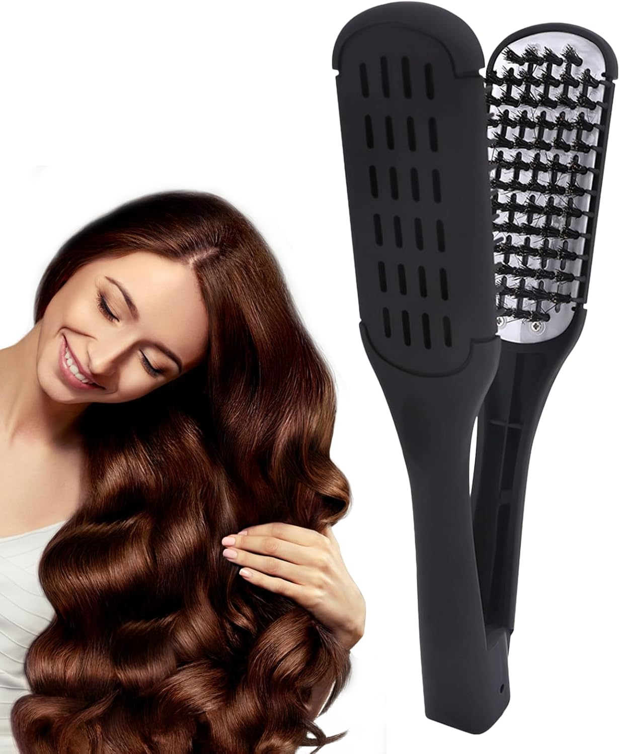 Ancsttu Hair Straight Styler Brush | Straightening Hair Comb Double-Sided,Lightweight Styling Brush for Traveling School Business Trip Outdoor image number 1