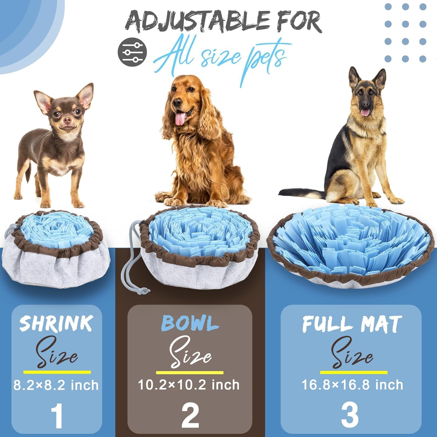 LLCFA Adjustable Snuffle Mat for Dogs &ndash; Interactive Mental Stimulation Puzzle Toy for Smell Training, Slow Feeding & Stress Relief | Durable Slow Eat Mat for Anxiety & Boredom image number 2