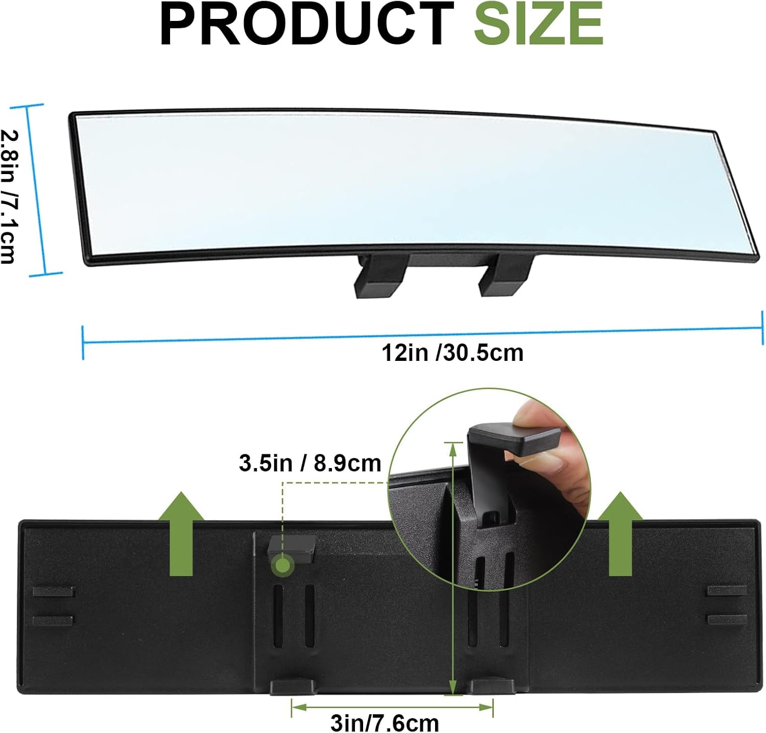 Velmoriah 12 Inch Panoramic Rear View Mirror &ndash; Convex Clip-On Wide Angle HD Mirror for Cars, Suvs & Trucks, Reduce Blind Spots, Universal Interior Fit, Anti-Glare, Clear Vision for Safer Driving image number 6