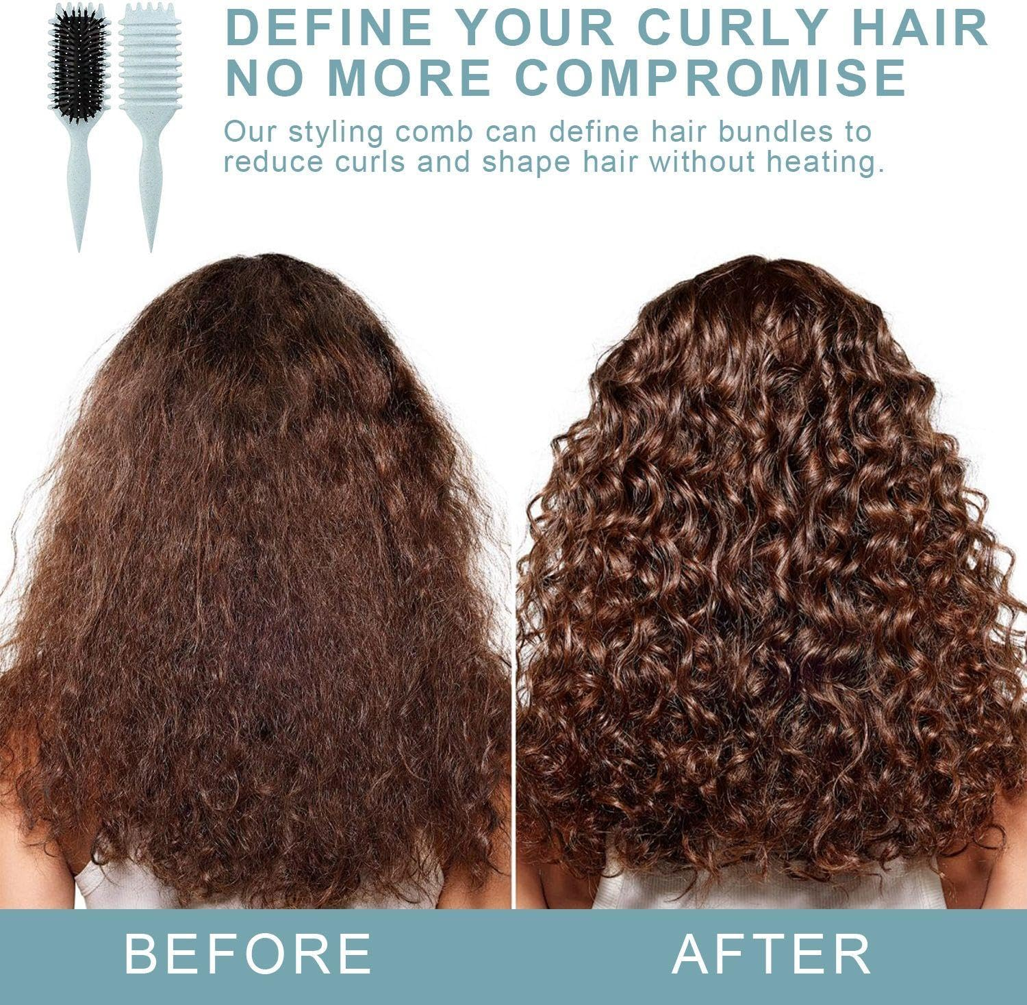 2 Styling Air Cushion Combs, Portable Soft Massage Combs, Hairdressing Tools, Suitable for Curly Hair, Perm (Light Blue, Brown) image number 5