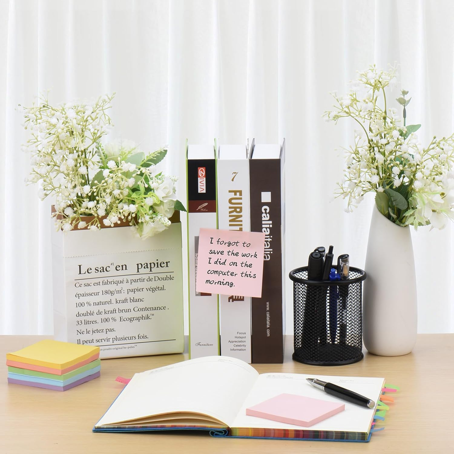 ZCZN 12 Pads Pastel Coloured Sticky Notes Jeju Colour, 60 Sheets per Pad, Use as Reminders, To-Do, Memos image number 6