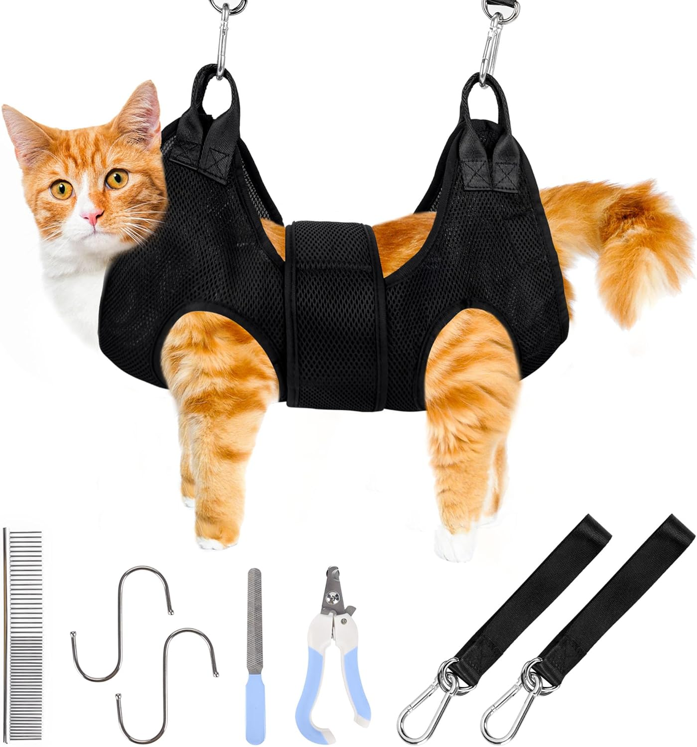 Patiencet Cat Grooming Hammock Pet Hammock Cat Nail Clipper Hammock for Nail Trimming Dog Sling for Nail Clipping Dog Hanging Harness (Black XS) image number 6