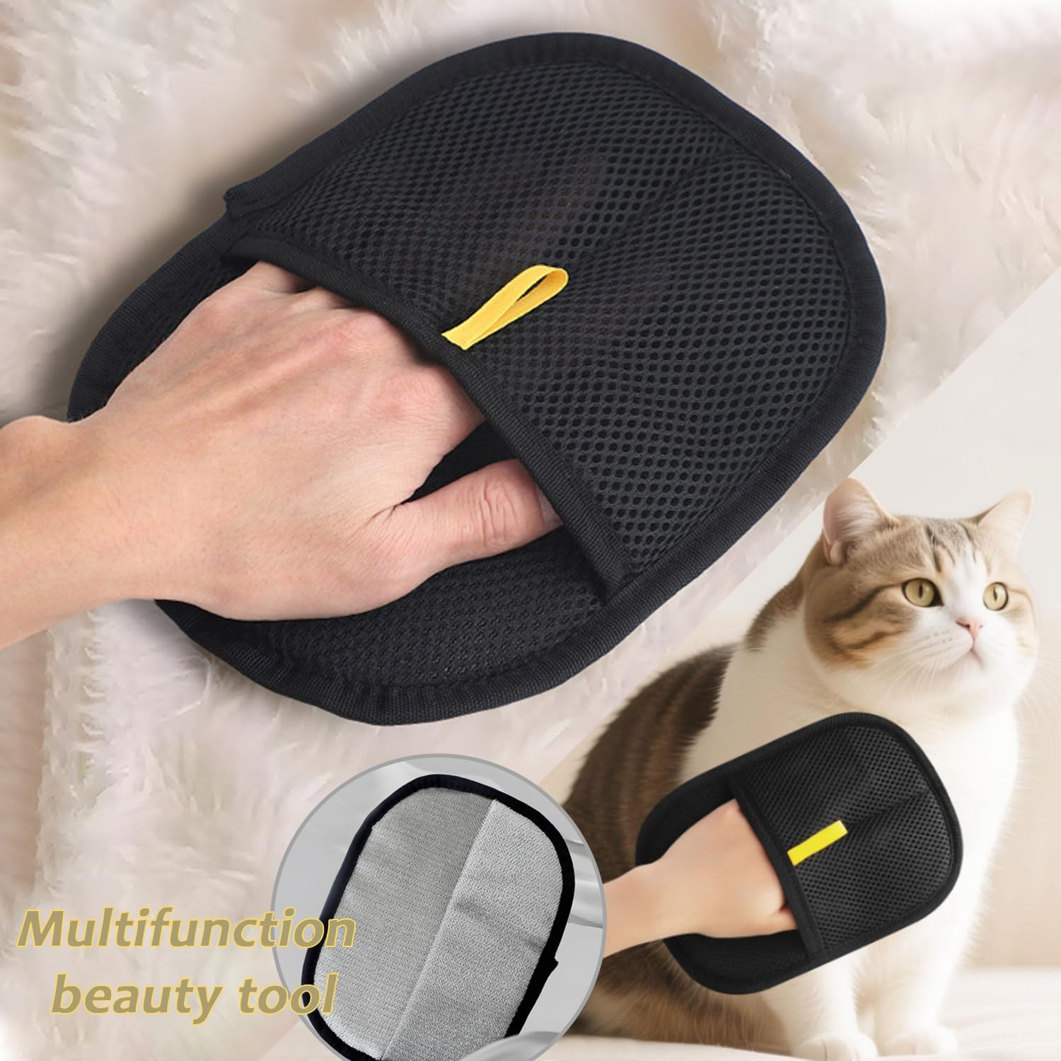 TRKETK Pet Grooming Gloves, Reusable and Versatile, Washable, Static Removal, Electrostatic Pet Hair Remover, Glove for Dog and Cat Washing, Deshedding image number 4