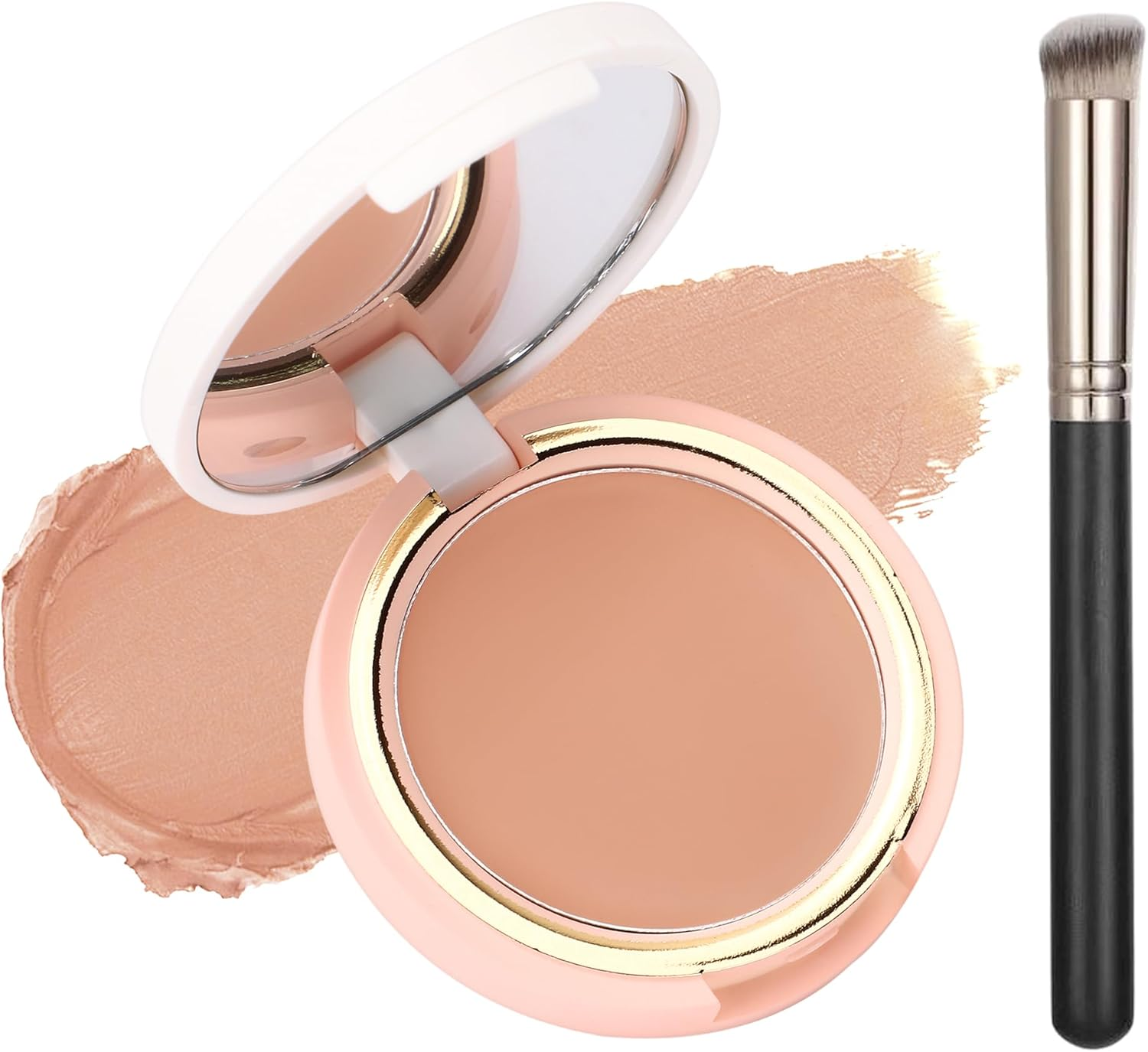 Erinde Full Coverage Concealer Cream with Brush, Waterproof Long Lasting Concealer for Dark Circles, Redness, Blemishes & Uneven Skin Tone, Lightweight Natural Finish Liquid Cream Concealer Makeup #02