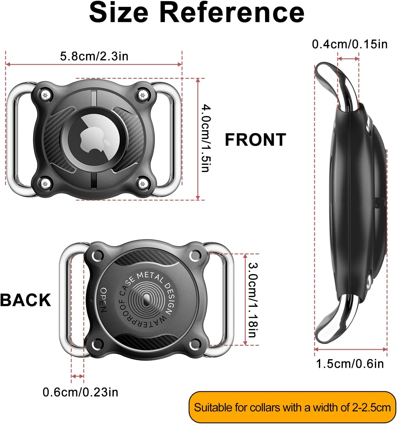 Leonids for Airtag Holder for Dog Collar, Waterproof & Scratch-Resistant Protective Hard Case with Removal Tools for Apple Airtag for Dog Collar, Backpack, Luggage (Black) - Pink image number 5